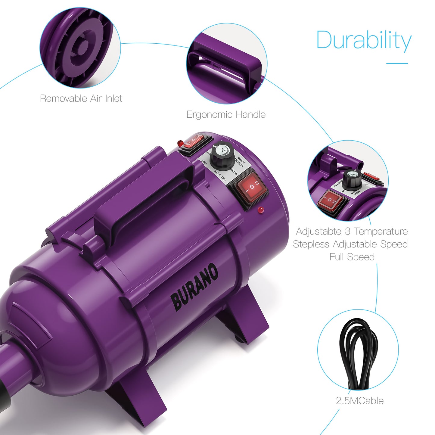 Burano Dog Dryer Purple